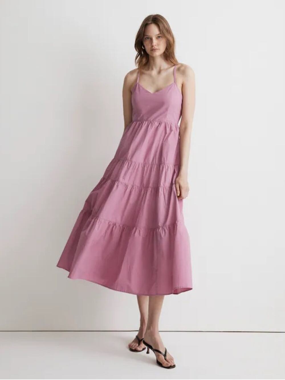 NEW Madewell Sidonie Poplin Maxi Dress in Shaded Pink - Size M